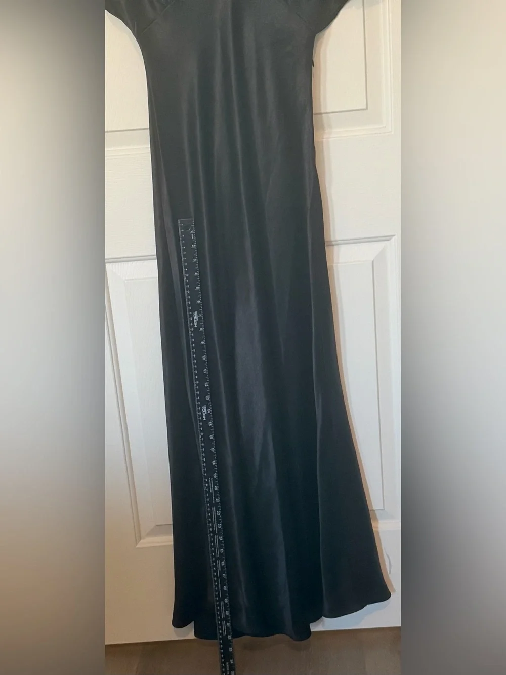 Free People Black Satin V-Neck Maxi Dress